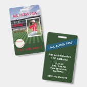 Badge d'anniversaire VIP sur le terrain de basebal (Avant & arrière)