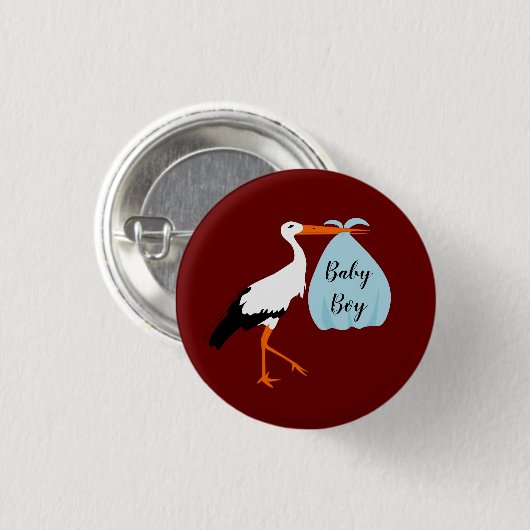 Badge d'annonce d'arrivée de Bébé avec une cigogne (Devant & derrière)