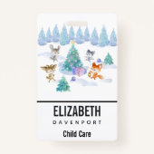 Badge Danse Animaux de forêt Noël Aquarelle (Devant)