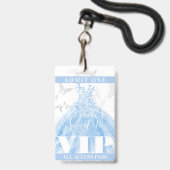 Badge Danse Papillon Bleu Argent Passage VIP 16 ans (Avant avec lanière)