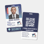 Badge Dark Blue Cyber Security Shield Employee ID (Avant & arrière)