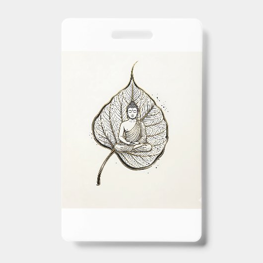 Badge d'art de méditation de feuille paisible (Avant)