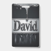 Badge David Nom en Métal Liquide Chrome (Arrière)