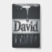 Badge David Nom en Métal Liquide Chrome (Avant)