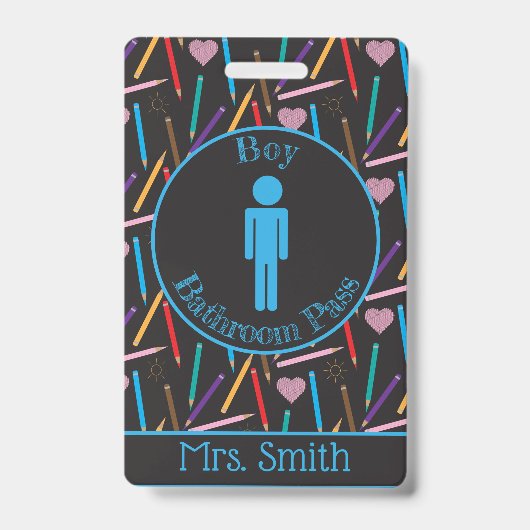 Badge de badge de salle de bain garçon crayons de  (Avant)