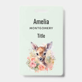 Badge De Beaux Cerfs Entourés De Roses (Dos)