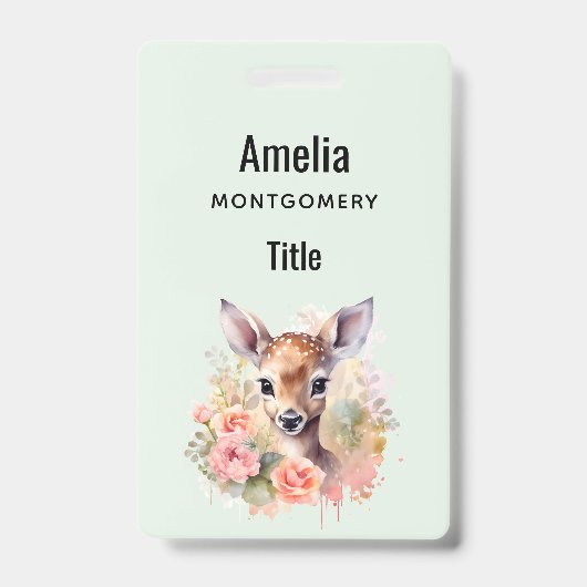 Badge De Beaux Cerfs Entourés De Roses (Face)