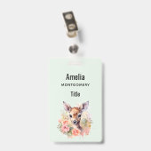 Badge De Beaux Cerfs Entourés De Roses (Dos avec clip)