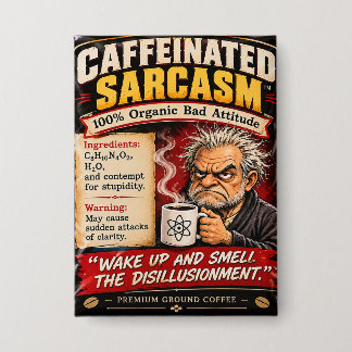 badge de café sarcasme