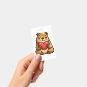 Badge de capybara mignon tenant un cœur (Manuel / portable)