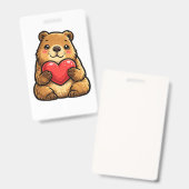 Badge de capybara mignon tenant un cœur (Avant & arrière)