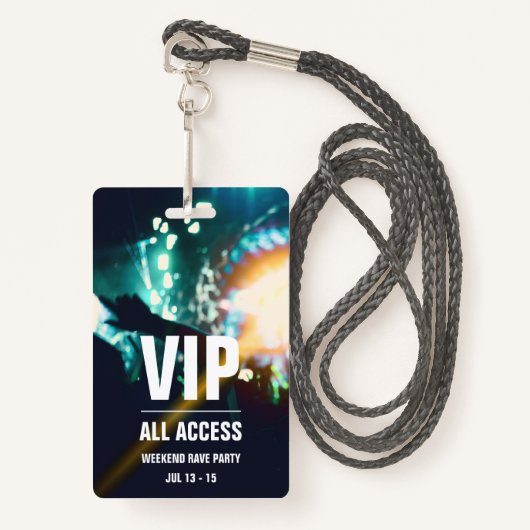 Badge de carte de concert d'accès VIP personnalisé (Devant avec lanière)