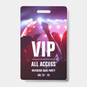 Badge de carte de concert d'accès VIP personnalisé
