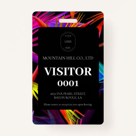 Badge de carte de visite couleur noire Messy Tropi (Devant)