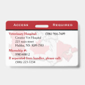 Badge de carte d'identité de chien de service roug (Arrière)