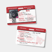 Badge de carte d'identité de chien de service roug (Avant & arrière)