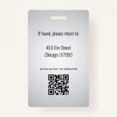 Badge de carte d'identité de l'enseignant (Dos)