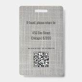 Badge de carte d'identité de l'enseignant (Arrière)