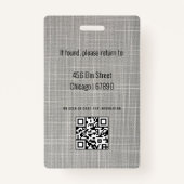 Badge de carte d'identité de l'enseignant (Dos)