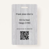 Badge de carte d'identité de l'enseignant (Dos)