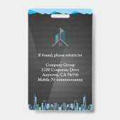Badge de carte d'identité d'employé d'agent immobi (Arrière)