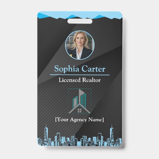 Badge de carte d'identité d'employé d'agent immobi (Avant)