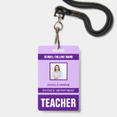 Badge de carte d'identité d'enseignant (Avant avec lanière)
