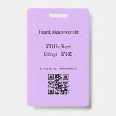 Badge de carte d'identité d'enseignant (Arrière)