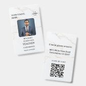 Badge de carte d'identité d'enseignant avec nom et (Avant & arrière)
