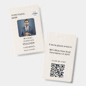 Badge de carte d'identité d'enseignant avec nom et (Avant & arrière)