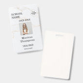 Badge de carte d'identité d'enseignant avec nom et (Avant & arrière)