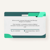 Badge de carte d'identité d'urgence photo enfant (Dos)