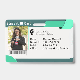 Badge de carte d'identité moderne étudiant en entr