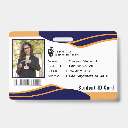 Badge de carte d'identité moderne pour étudiant en (Avant)