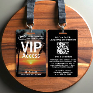 Badge de carte VIP Code et logo QR Palm Grove pe