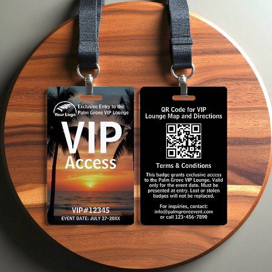 Badge de carte VIP | Code et logo QR Palm Grove pe