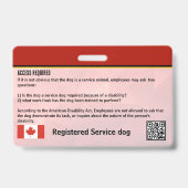 Badge de chien de service Canada (Arrière)