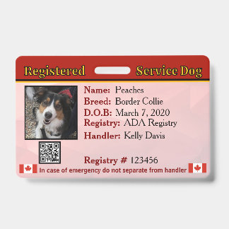 Badge de chien de service Canada
