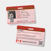 Badge de chien de service Canada (Avant & arrière)