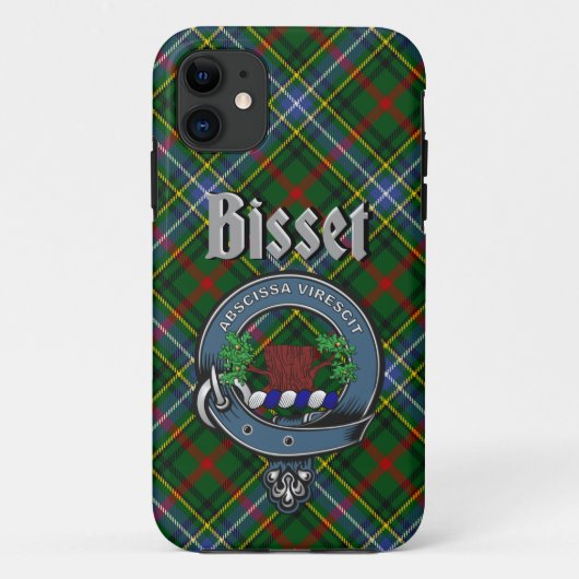 Badge de clan Bisset et étui téléphonique Tartan (Dos)
