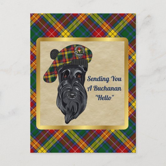 Badge de clan Buchanan et carte postale Tartan (Devant)