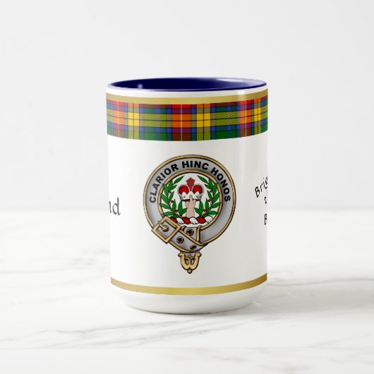 Badge de clan Buchanan Tartan & Mug de devise (Centre)