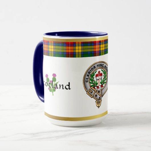 Badge de clan Buchanan Tartan & Mug de devise (Devant gauche)