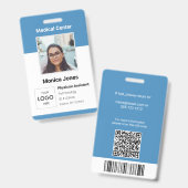 Badge de code QR de photo d'employé médical (Avant & arrière)
