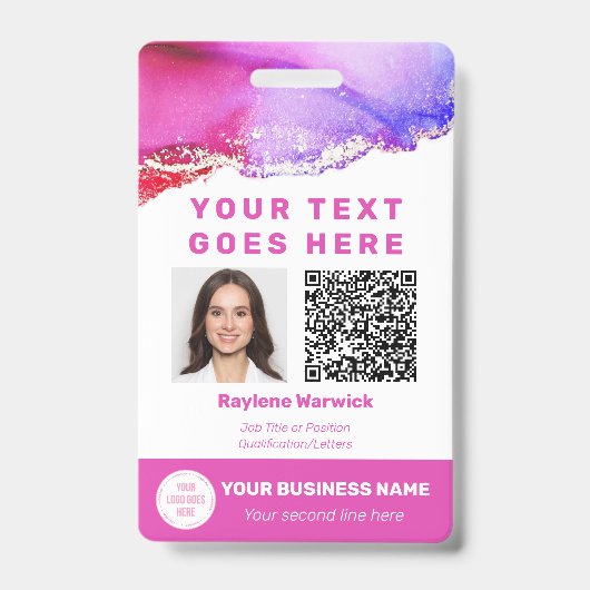 Badge de code QR de photo d'identité d'employé ros (Avant)