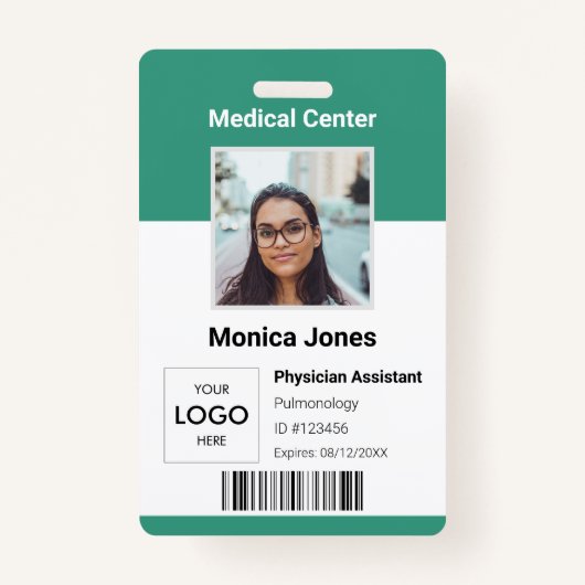 Badge de code QR photo de l'employé Médicale (Devant)