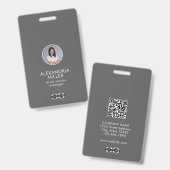 Badge de code QR photo simple de l'employé (Recto et verso)