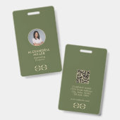 Badge de code QR pour employé de société minimalis (Avant & arrière)