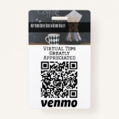 Badge de code QR pour les pourboires virtuels sans (Dos)