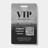 Badge de concert VIP All Access QR Code (Arrière)